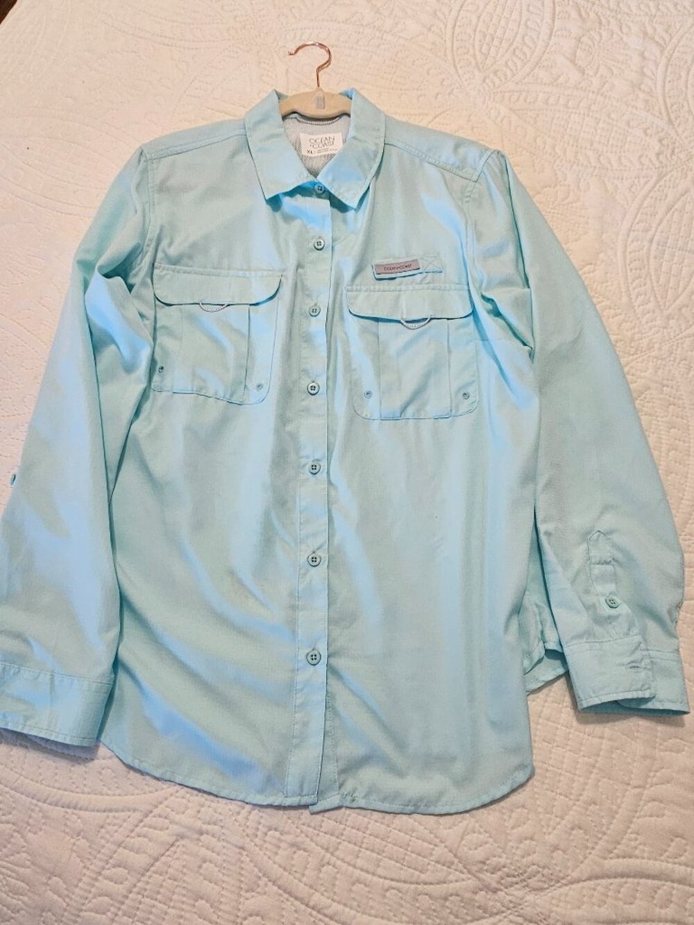 Ocean & Coast long sleeve lt aqua top, XL